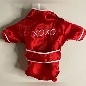 VALENTINES SILK LIKE XS DOG ROBE